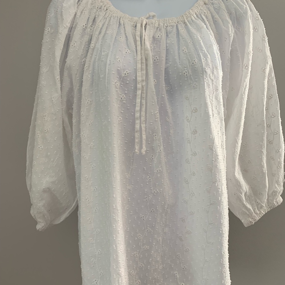 NWT Joie White Tie Front Blouse with Relaxed Fit - Picture 14 of 15
